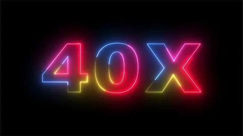 Neon Light Effect Text 40X on Black Background for Business, Technology, or.. Stock Illustration