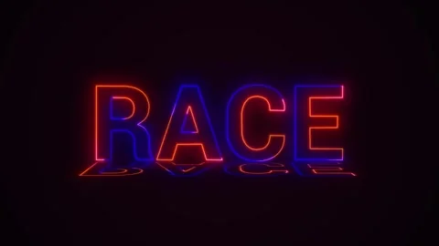 Neon light effect typography race 3d font motion effect and colorful design Stock Footage 304740994