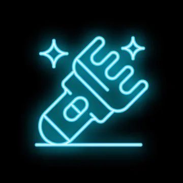 Neon light electric handheld flashlight shining in the dark Stock Illustration