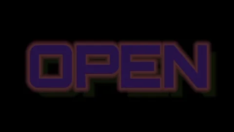 Neon light element animation text open. colorful text. Stock Footage 340778811