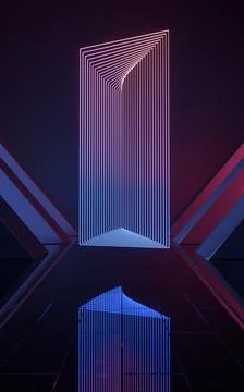 Neon light in the empty room, 3d rendering. Stock Illustration