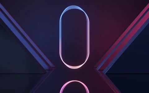 Neon light in the empty room, 3d rendering. Stock Illustration