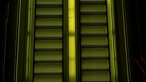 Neon light on the escalator Video stock 144057583