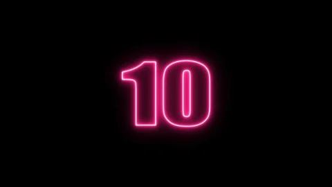 Neon light font countdown from Ten to Zero Stock Footage 116244630