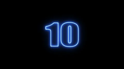 Neon light font countdown from Ten to Zero Stock Footage 116246147
