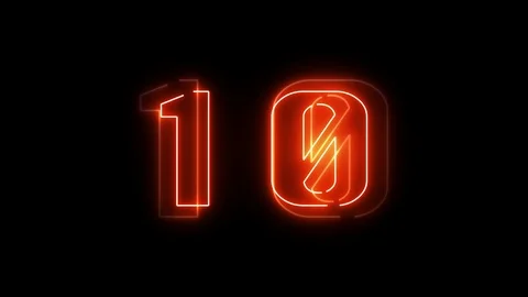 Neon light font countdown from Ten to Zero Stock Footage 123780139
