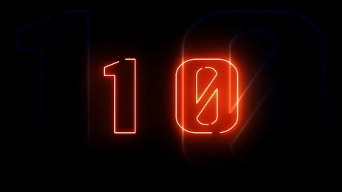 Neon light font countdown from Ten to Zero Stock Footage 123785078