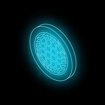 Neon light forming glowing sphere with grid pattern on black background Illustrazione stock