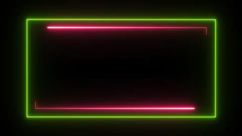 Neon light frame animation loop with pink and green lights on black background Stock Footage 339878508