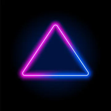 Neon light frame box line triangle background. Led neon glow vector shape banner Stock Illustration