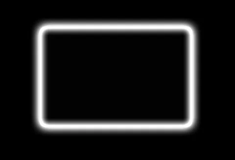 Neon light frame. Glowing rectangular border with bright LED effect and Stock Illustration