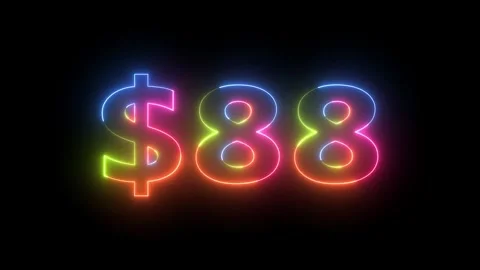 Neon light glowing 88 dollar sign animation Vidéo 330511735