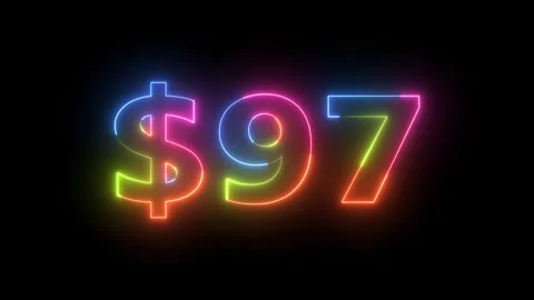 Neon light glowing 97 dollar sign animation 库存影片 330511973