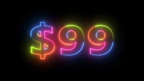 Neon light glowing 99 dollar sign animation Vidéo 330512037