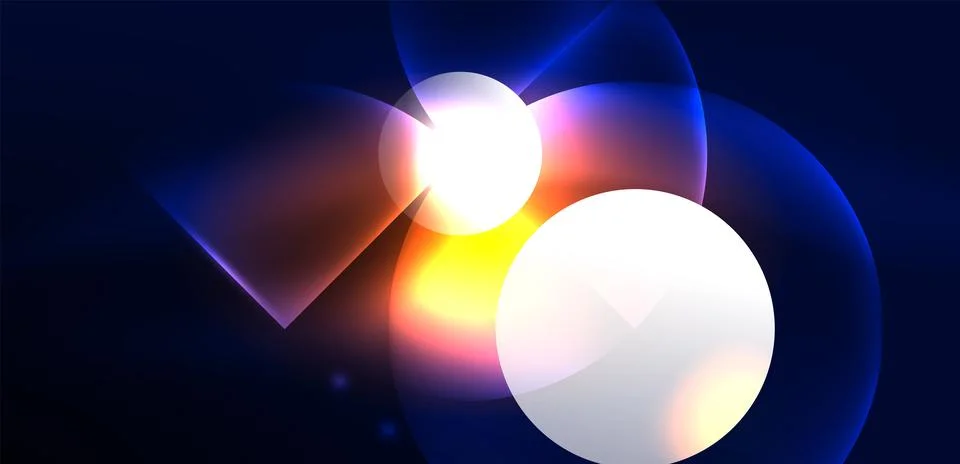 Neon light glowing circles vector abstract background Stock Illustration
