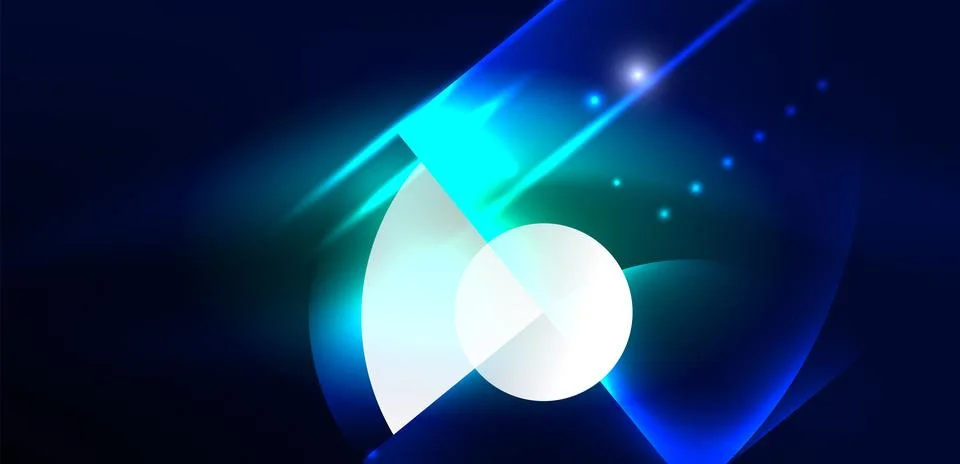 Neon light glowing circles vector abstract background Stock Illustration