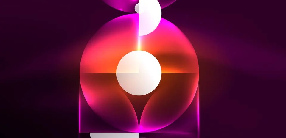 Neon light glowing circles vector abstract background Stock Illustration