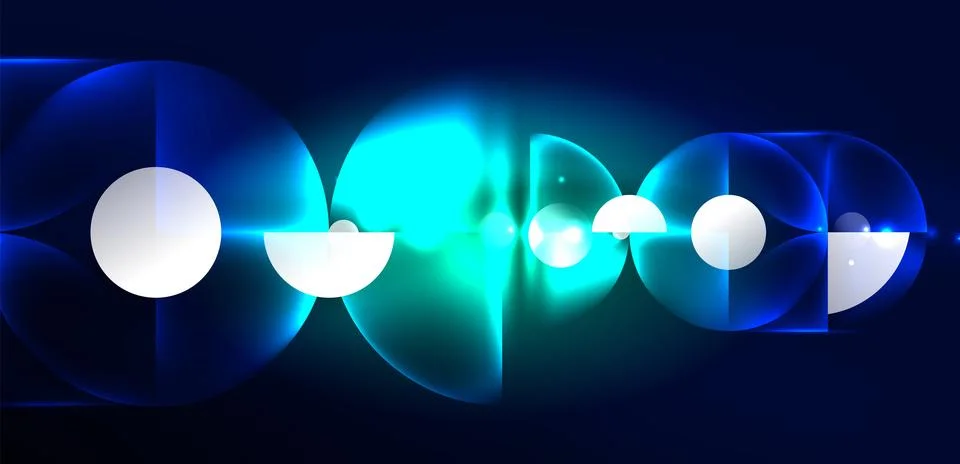 Neon light glowing circles vector abstract background Stock Illustration