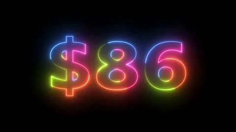 Neon light glowing dollar 86 animation 库存影片 330511682
