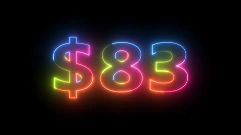 Neon light glowing dollar eighty-three motion Video stock 330511467