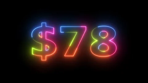 Neon light glowing effect seventy eight dollar Video stock 330556477
