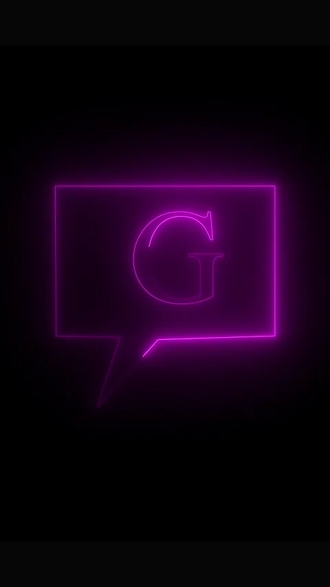 Neon light glowing message bubble with capital letter g animation seamless .. Stock Footage 339215330
