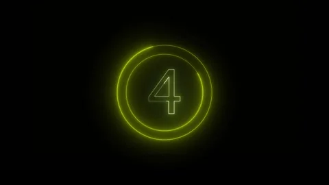 Neon light glowing number 4 animation with a rotating circular frame on a b.. Stock Footage 332158172