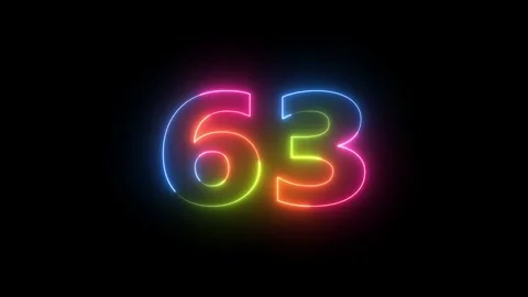 Neon light glowing number 63 animation Stock-Footage 330511913