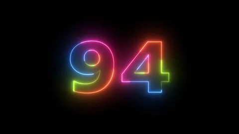 Neon light glowing number 94 animation Stock-Footage 330556736