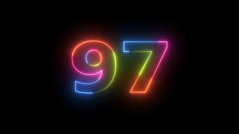 Neon light glowing number 97 animation Video stock 330556789