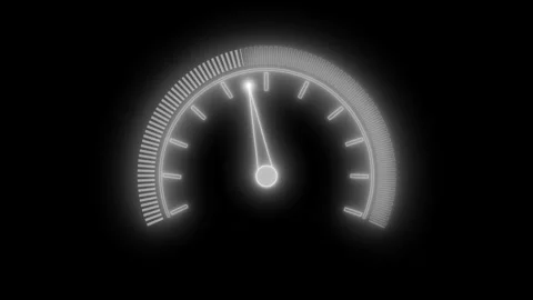 Neon light Glowing speedometer gauge animation on black background, needle .. Stock Footage 317861548