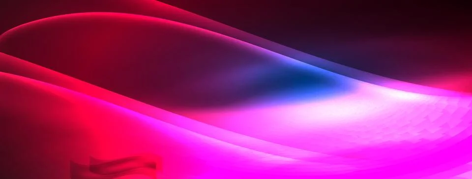 Neon light glowing waves and lines background set for wallpaper, business card Stock Illustration