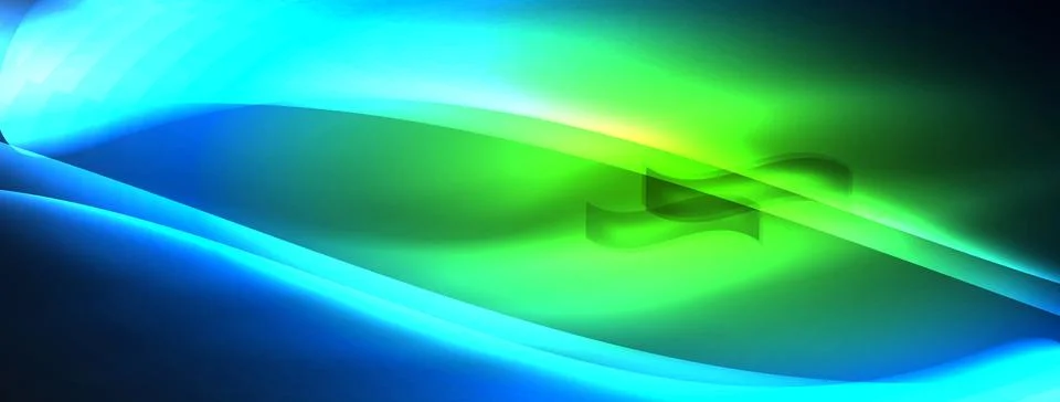 Neon light glowing waves and lines background set for wallpaper, business card Stock Illustration