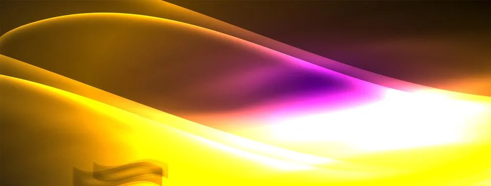 Neon light glowing waves and lines background set for wallpaper, business card Stock Illustration