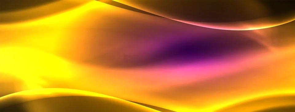 Neon light glowing waves and lines background set for wallpaper, business card Stock Illustration