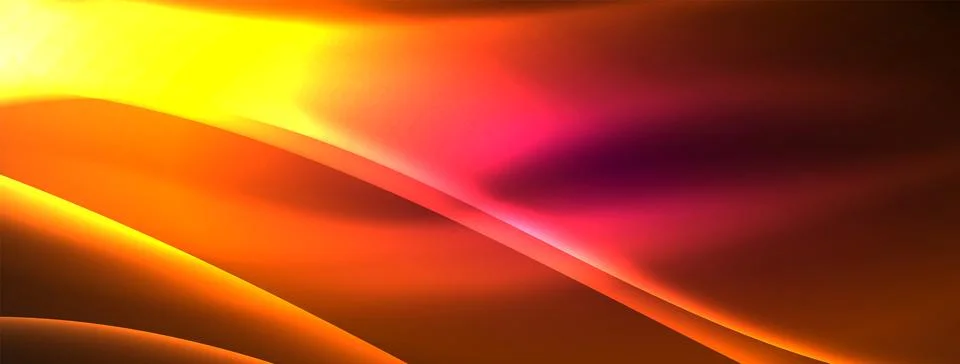 Neon light glowing waves and lines background set for wallpaper, business card Stock Illustration