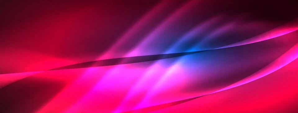 Neon light glowing waves and lines background set for wallpaper, business card Stock Illustration