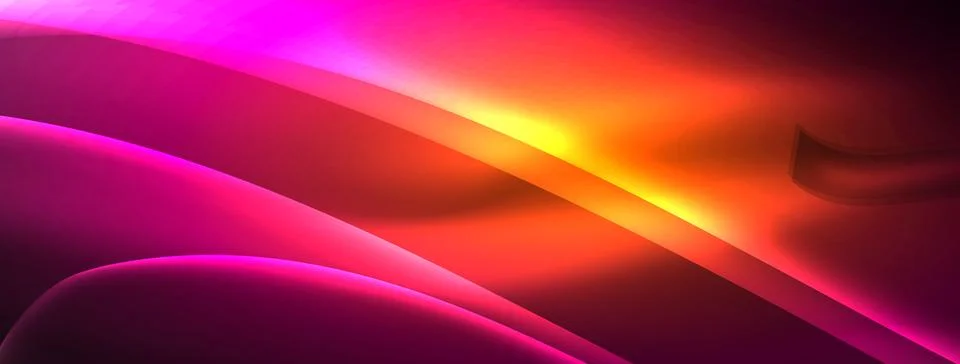 Neon light glowing waves and lines background set for wallpaper, business card Stock Illustration