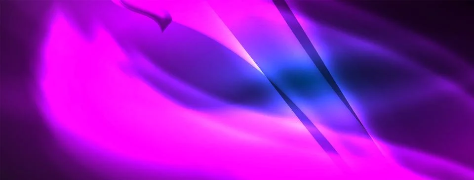 Neon light glowing waves and lines background set for wallpaper, business card Stock Illustration