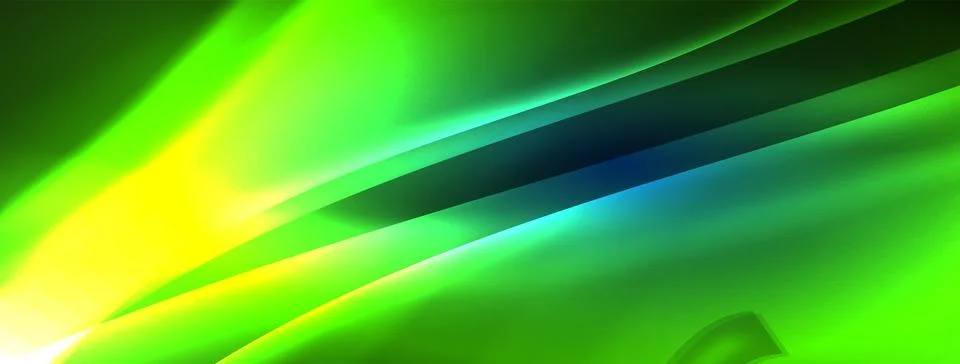 Neon light glowing waves and lines background set for wallpaper, business card Stock Illustration