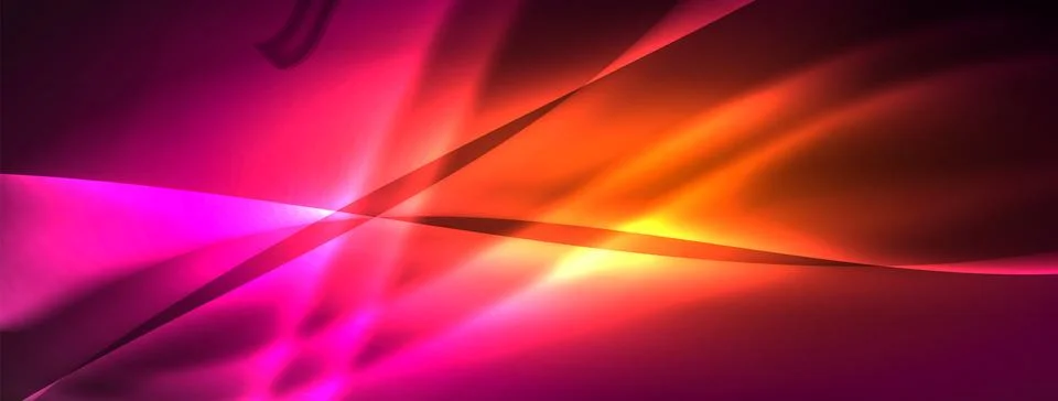Neon light glowing waves and lines background set for wallpaper, business card Stock Illustration