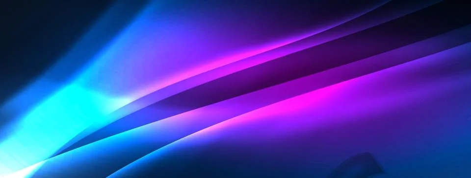 Neon light glowing waves and lines background set for wallpaper, business card Stock Illustration