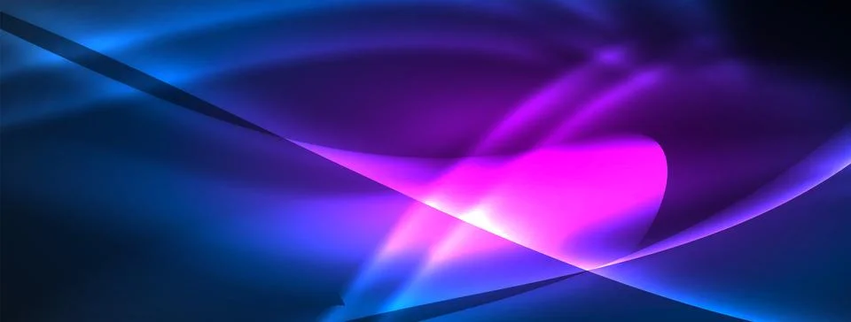 Neon light glowing waves and lines background set for wallpaper, business card Stock Illustration