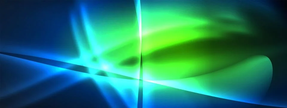 Neon light glowing waves and lines background set for wallpaper, business card Stock Illustration