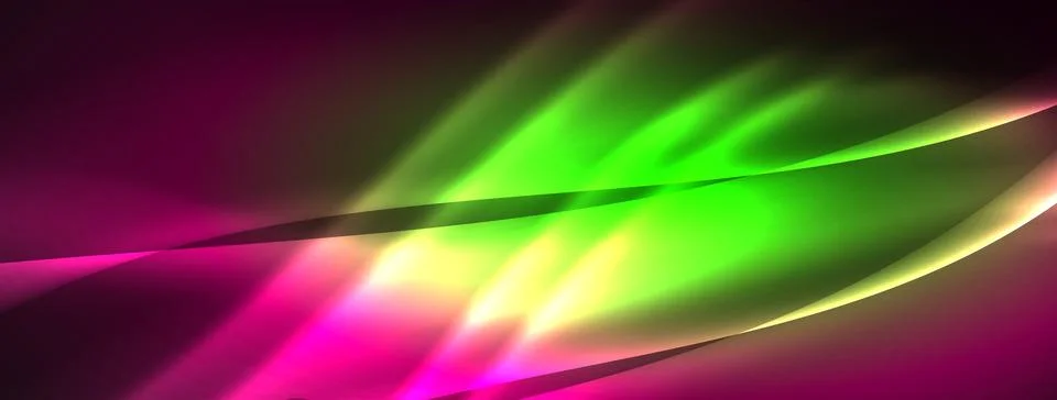 Neon light glowing waves and lines background set for wallpaper, business card Stock Illustration