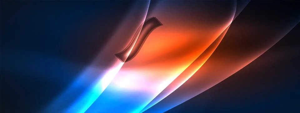 Neon light glowing waves and lines background set for wallpaper, business card Stock Illustration
