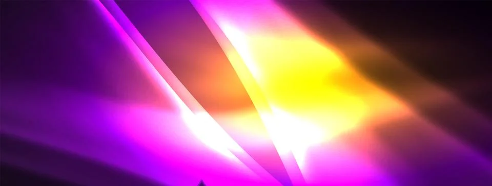 Neon light glowing waves and lines background set for wallpaper, business card Stock Illustration
