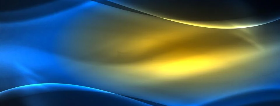 Neon light glowing waves and lines background set for wallpaper, business card Stock Illustration