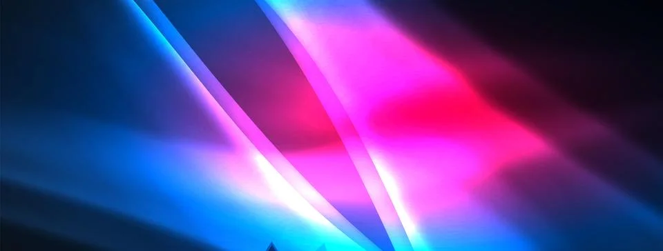 Neon light glowing waves and lines background set for wallpaper, business card Stock Illustration