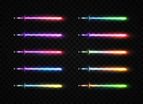 Neon light gradient swords set. Stock Illustration